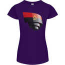 Curled Angola Flag Angolan Day Football Womens Petite Cut T-Shirt Purple