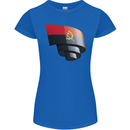 Curled Angola Flag Angolan Day Football Womens Petite Cut T-Shirt Royal Blue