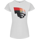 Curled Angola Flag Angolan Day Football Womens Petite Cut T-Shirt White