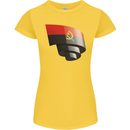 Curled Angola Flag Angolan Day Football Womens Petite Cut T-Shirt Yellow