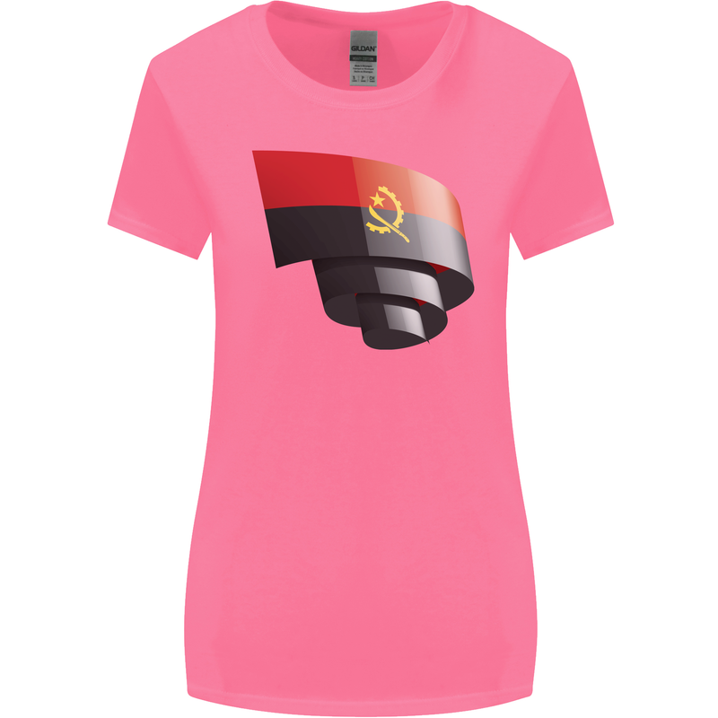 Curled Angola Flag Angolan Day Football Womens Wider Cut T-Shirt Azalea