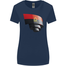 Curled Angola Flag Angolan Day Football Womens Wider Cut T-Shirt Navy Blue