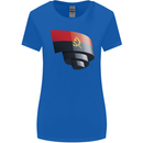 Curled Angola Flag Angolan Day Football Womens Wider Cut T-Shirt Royal Blue