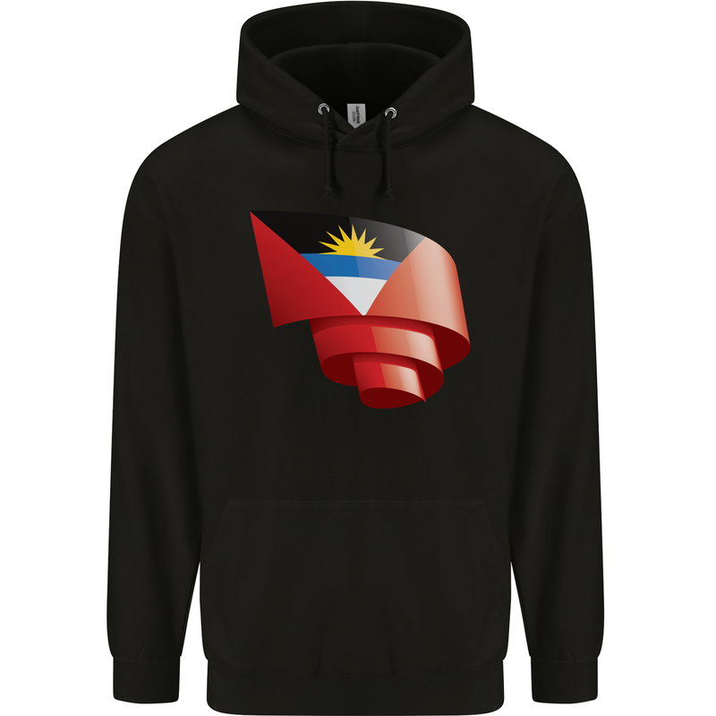 Curled Antigua and Barbuda Flag Day Football Childrens Kids Hoodie Black