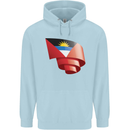 Curled Antigua and Barbuda Flag Day Football Childrens Kids Hoodie Light Blue