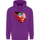 Curled Antigua and Barbuda Flag Day Football Childrens Kids Hoodie Purple
