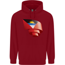 Curled Antigua and Barbuda Flag Day Football Childrens Kids Hoodie Red