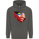 Curled Antigua and Barbuda Flag Day Football Childrens Kids Hoodie Storm Grey