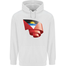 Curled Antigua and Barbuda Flag Day Football Childrens Kids Hoodie White
