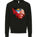 Curled Antigua and Barbuda Flag Day Football Kids Sweatshirt Jumper Black