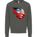 Curled Antigua and Barbuda Flag Day Football Kids Sweatshirt Jumper Storm Grey