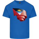 Curled Antigua and Barbuda Flag Day Football Kids T-Shirt Childrens Royal Blue