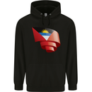 Curled Antigua and Barbuda Flag Day Football Mens 80% Cotton Hoodie Black