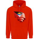 Curled Antigua and Barbuda Flag Day Football Mens 80% Cotton Hoodie Bright Red