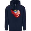 Curled Antigua and Barbuda Flag Day Football Mens 80% Cotton Hoodie Navy Blue