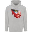 Curled Antigua and Barbuda Flag Day Football Mens 80% Cotton Hoodie Sports Grey
