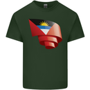 Curled Antigua and Barbuda Flag Day Football Mens Cotton T-Shirt Tee Top Forest Green