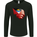 Curled Antigua and Barbuda Flag Day Football Mens Long Sleeve T-Shirt Black