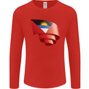 Curled Antigua and Barbuda Flag Day Football Mens Long Sleeve T-Shirt Red