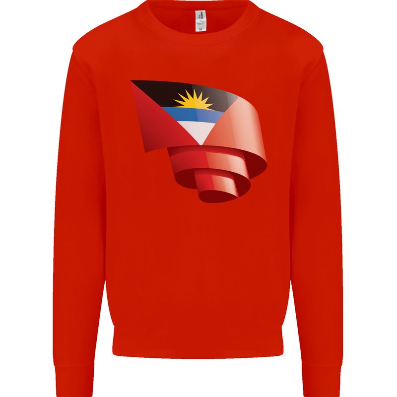 Curled Antigua and Barbuda Flag Day Football Mens Sweatshirt Jumper Bright Red