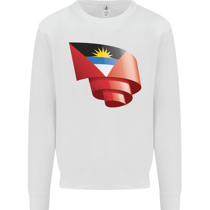 Curled Antigua and Barbuda Flag Day Football Mens Sweatshirt Jumper White