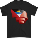 Curled Antigua and Barbuda Flag Day Football Mens T-Shirt 100% Cotton Black
