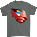Curled Antigua and Barbuda Flag Day Football Mens T-Shirt 100% Cotton Charcoal