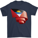 Curled Antigua and Barbuda Flag Day Football Mens T-Shirt 100% Cotton Navy Blue