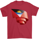 Curled Antigua and Barbuda Flag Day Football Mens T-Shirt 100% Cotton Red