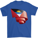 Curled Antigua and Barbuda Flag Day Football Mens T-Shirt 100% Cotton Royal Blue
