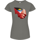 Curled Antigua and Barbuda Flag Day Football Womens Petite Cut T-Shirt Charcoal