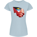 Curled Antigua and Barbuda Flag Day Football Womens Petite Cut T-Shirt Light Blue