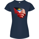 Curled Antigua and Barbuda Flag Day Football Womens Petite Cut T-Shirt Navy Blue