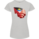 Curled Antigua and Barbuda Flag Day Football Womens Petite Cut T-Shirt Sports Grey