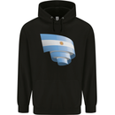 Curled Argentina Flag Argentinian Day Football Childrens Kids Hoodie Black
