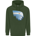 Curled Argentina Flag Argentinian Day Football Childrens Kids Hoodie Forest Green