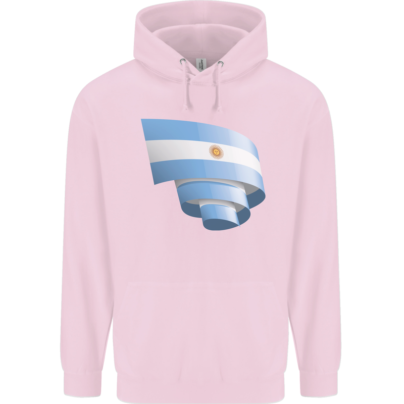 Curled Argentina Flag Argentinian Day Football Childrens Kids Hoodie Light Pink