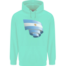 Curled Argentina Flag Argentinian Day Football Childrens Kids Hoodie Peppermint