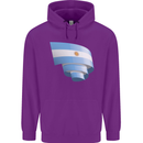 Curled Argentina Flag Argentinian Day Football Childrens Kids Hoodie Purple