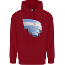 Curled Argentina Flag Argentinian Day Football Childrens Kids Hoodie Red