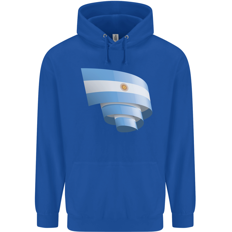 Curled Argentina Flag Argentinian Day Football Childrens Kids Hoodie Royal Blue