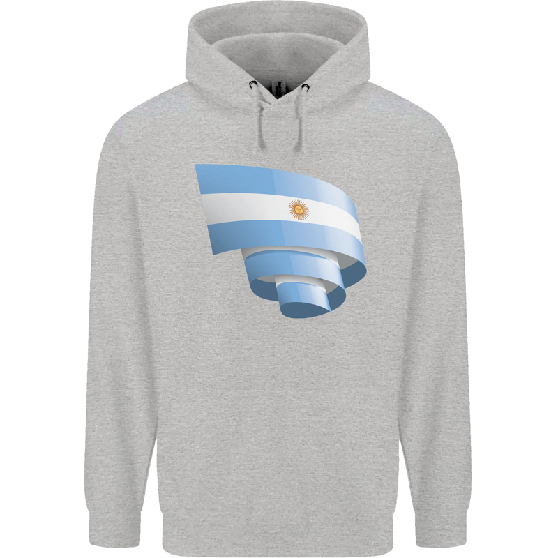 Curled Argentina Flag Argentinian Day Football Childrens Kids Hoodie Sports Grey
