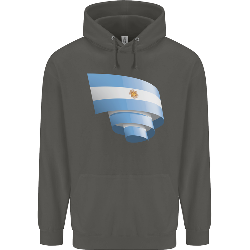 Curled Argentina Flag Argentinian Day Football Childrens Kids Hoodie Storm Grey