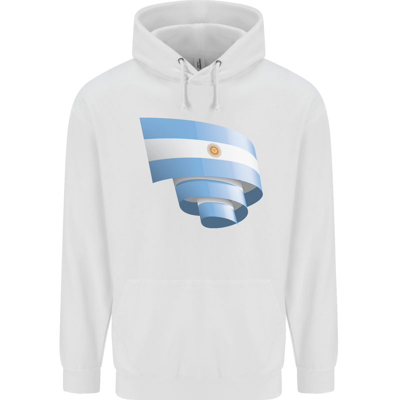 Curled Argentina Flag Argentinian Day Football Childrens Kids Hoodie White