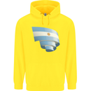 Curled Argentina Flag Argentinian Day Football Childrens Kids Hoodie Yellow