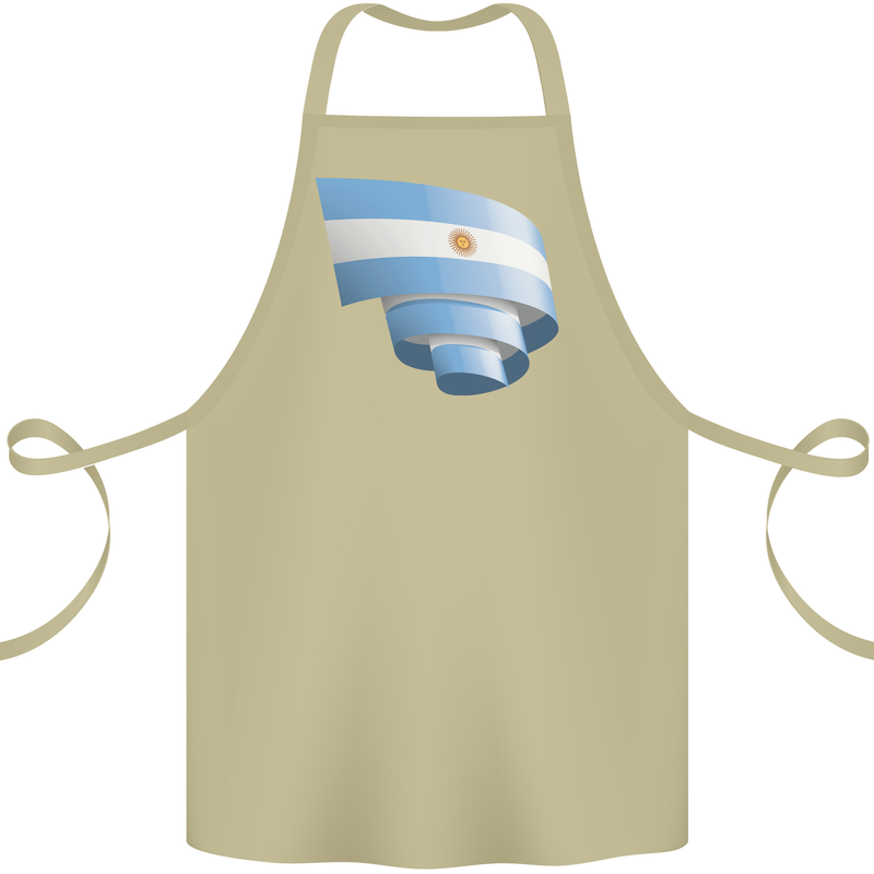 Curled Argentina Flag Argentinian Day Football Cotton Apron 100% Organic Khaki