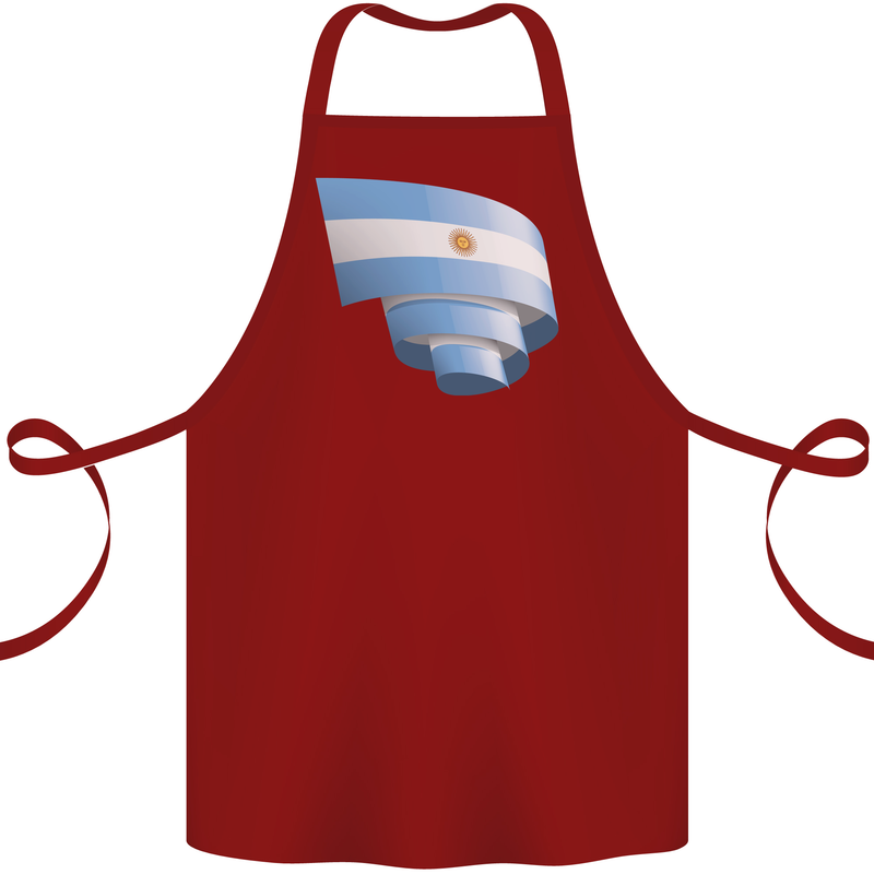 Curled Argentina Flag Argentinian Day Football Cotton Apron 100% Organic Maroon