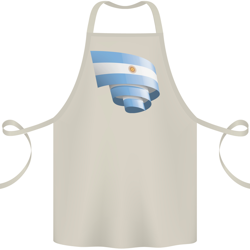 Curled Argentina Flag Argentinian Day Football Cotton Apron 100% Organic Natural