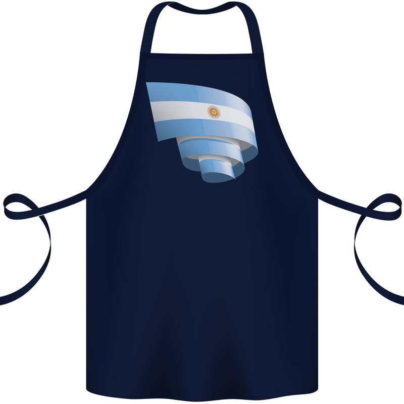 Curled Argentina Flag Argentinian Day Football Cotton Apron 100% Organic Navy Blue