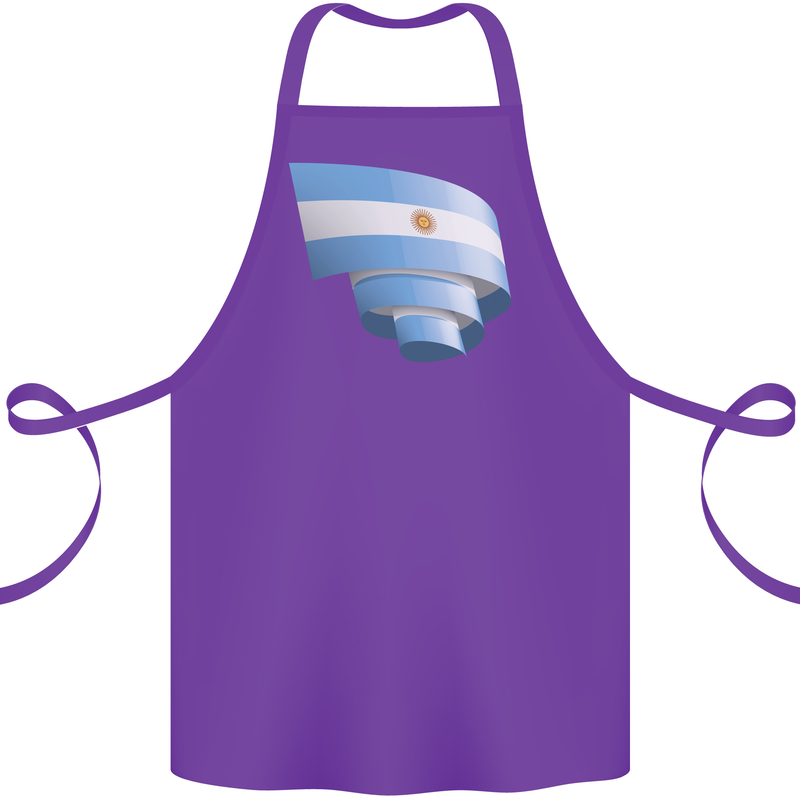 Curled Argentina Flag Argentinian Day Football Cotton Apron 100% Organic Purple